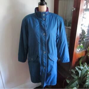 80s/90s Vintage L.L. Bean Women’s Winter Coat Blue Size M/L Flannel Lined Preppy